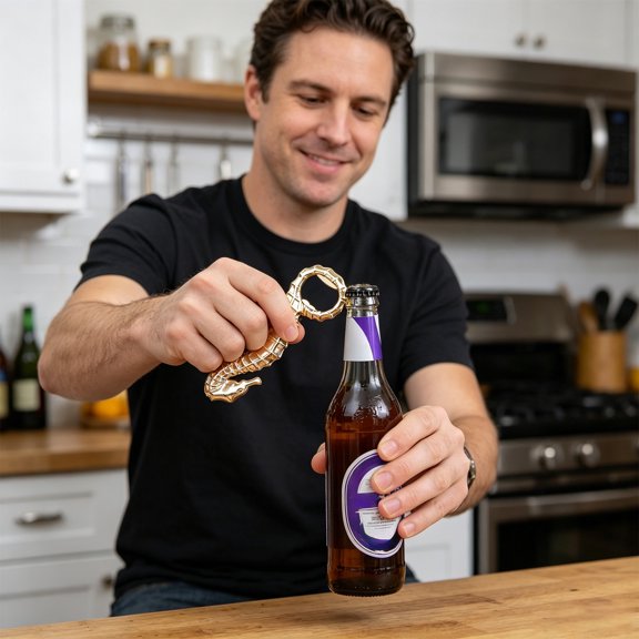 Zinc Alloy Seahorse Bottle Opener, Heavy Duty Rustproof Metal Bar Tool with Gift Box, Beer Opener for Home Kitchen Party Decor