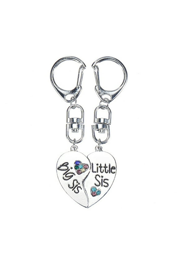Zinc Alloy Sisters Keychain Matching Heart Keyring Ladies Gifts