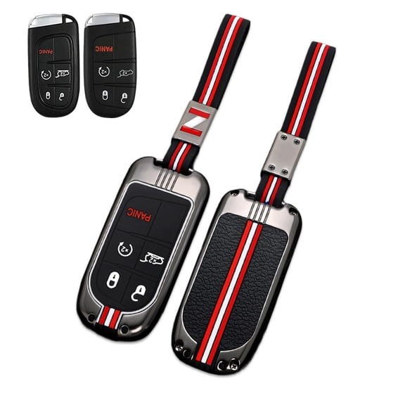 Zinc Alloy Smart Key Fob Case Cover Shell Compatible with Jeep Grand Cherokee Renegade Dodge RAM Durango Challenger Chrysler 200 300 Fiat