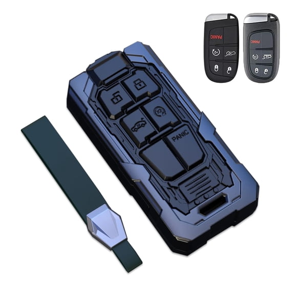 Zinc Alloy Smart Key Fob Case Holder Cover Shell Compatible for Jeep Grand Cherokee Renegade Chrysler 200 300 Dodge RAM Durango Challenger Journey Dart Fiat