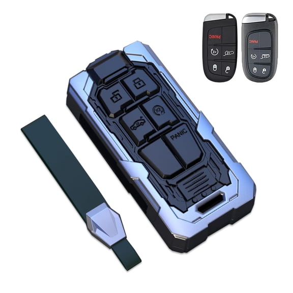 Zinc Alloy Smart Key Fob Case Holder Cover Shell Compatible for Jeep Grand Cherokee Renegade Chrysler 200 300 Dodge RAM Durango Challenger Journey Dart Fiat