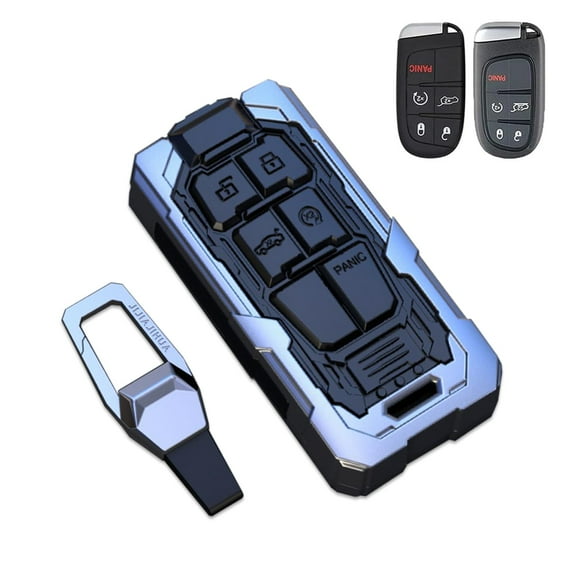 Zinc Alloy Smart Key Fob Case Holder Cover Shell Compatible for Jeep Grand Cherokee Renegade Chrysler 200 300 Dodge RAM Durango Challenger Journey Dart Fiat