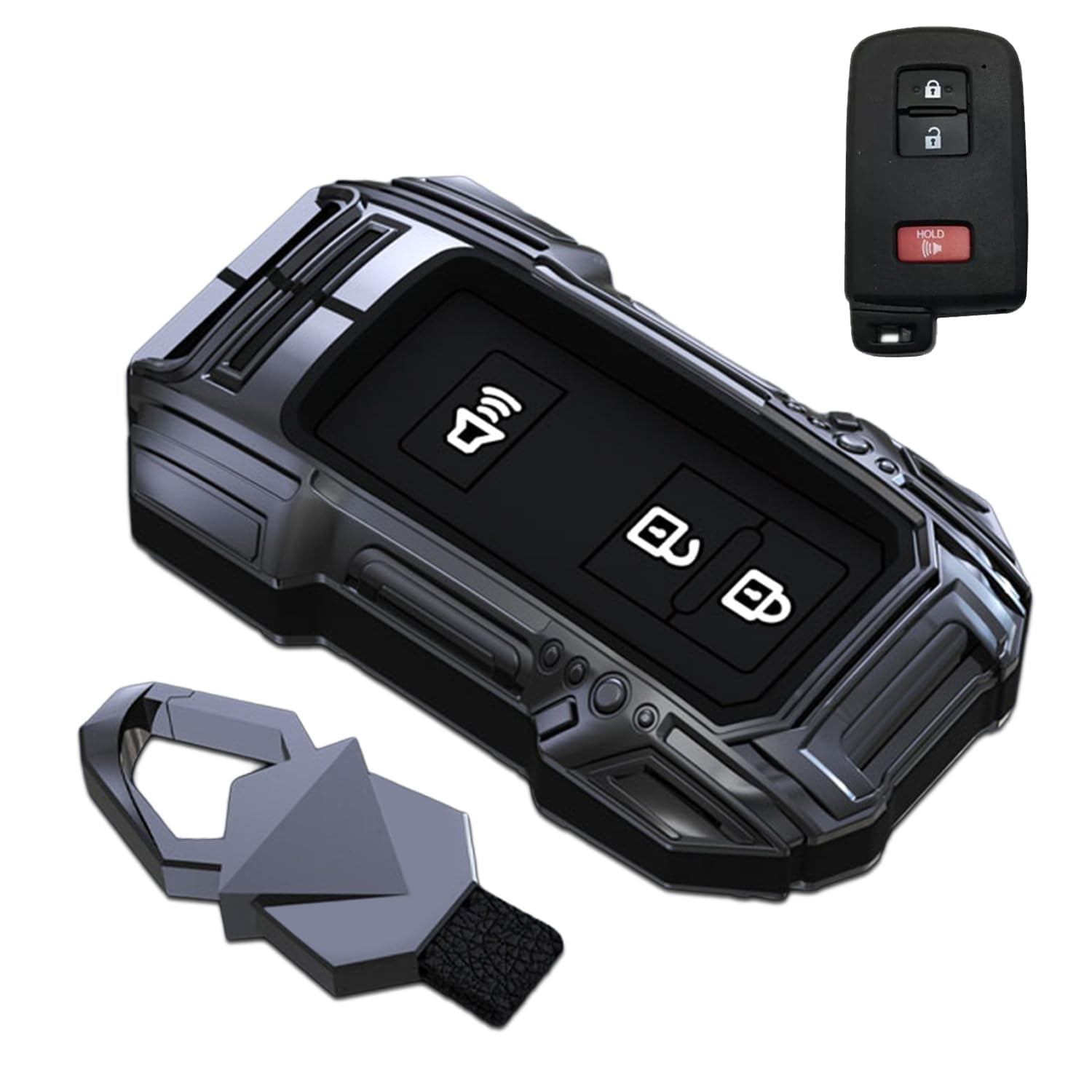 Zinc Alloy Smart Remote Car Key Fob Case Cover Protector Shell Compatible for Toyota 4Runner Tacoma Camry Corolla Rav4 Highlander Avalon Tundra Cruise Prius Sequoia