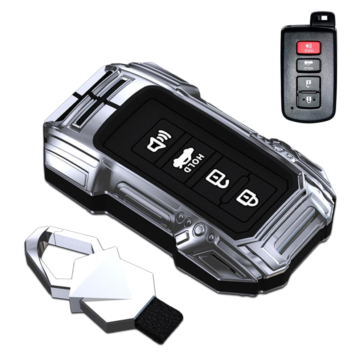 Zinc Alloy Smart Remote Car Key Fob Case Cover Protector Shell Compatible for Toyota 4Runner Tacoma Camry Corolla Rav4 Highlander Avalon Tundra Cruise Prius Sequoia
