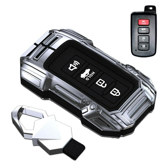 Zinc Alloy Smart Remote Car Key Fob Case Cover Protector Shell Compatible for Toyota 4Runner Tacoma Camry Corolla Rav4 Highlander Avalon Tundra Cruise Prius Sequoia