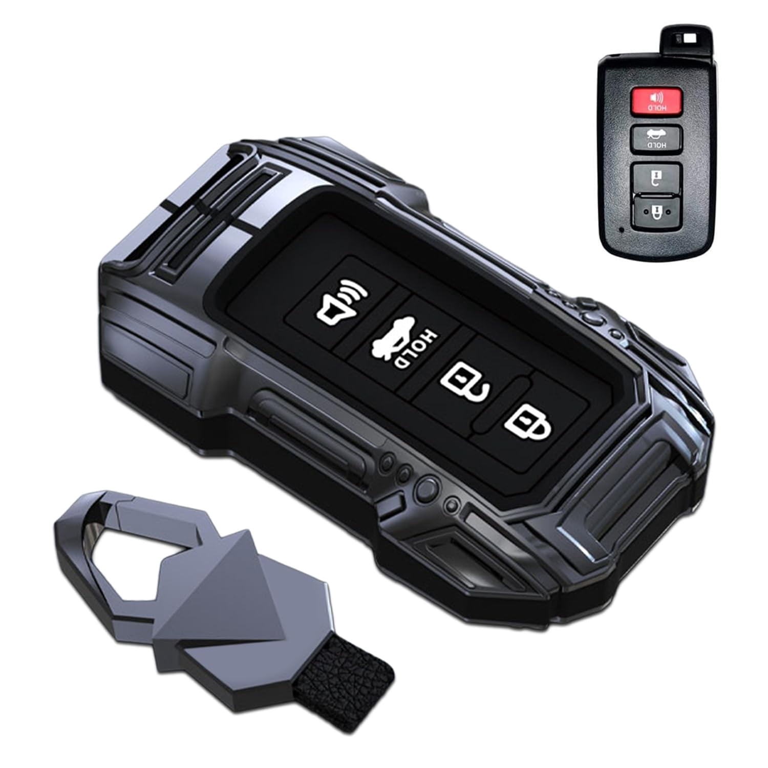 Zinc Alloy Smart Remote Car Key Fob Case Cover Protector Shell Compatible for Toyota 4Runner Tacoma Camry Corolla Rav4 Highlander Avalon Tundra Cruise Prius Sequoia