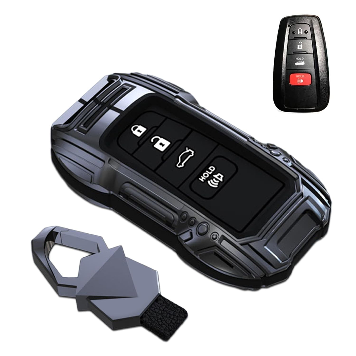 Zinc Alloy Smart Remote Car Key Fob Case Cover Protector Shell Compatible for Toyota RAV4 Camry Corolla Avalon C-HR Prius GT86 Highlander 2018-2024