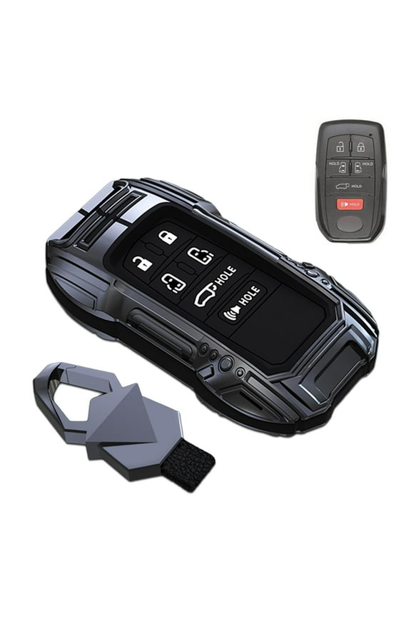 Zinc Alloy Smart Remote Car Key Fob Case Cover Protector Shell Compatible for Toyota Sienna RAV4 Prime 2021 2022 2023 6 Buttons with Keychain