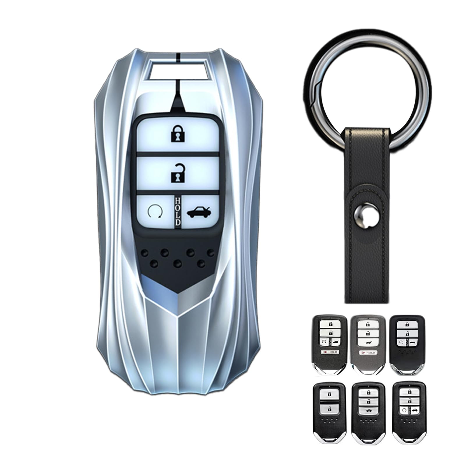 Zinc Alloy Smart Remote Car Key Fob Case Holder Cover Shell Compatible for Honda Accord Civic CR-V CRV Pilot Passport Insight EX EX-L