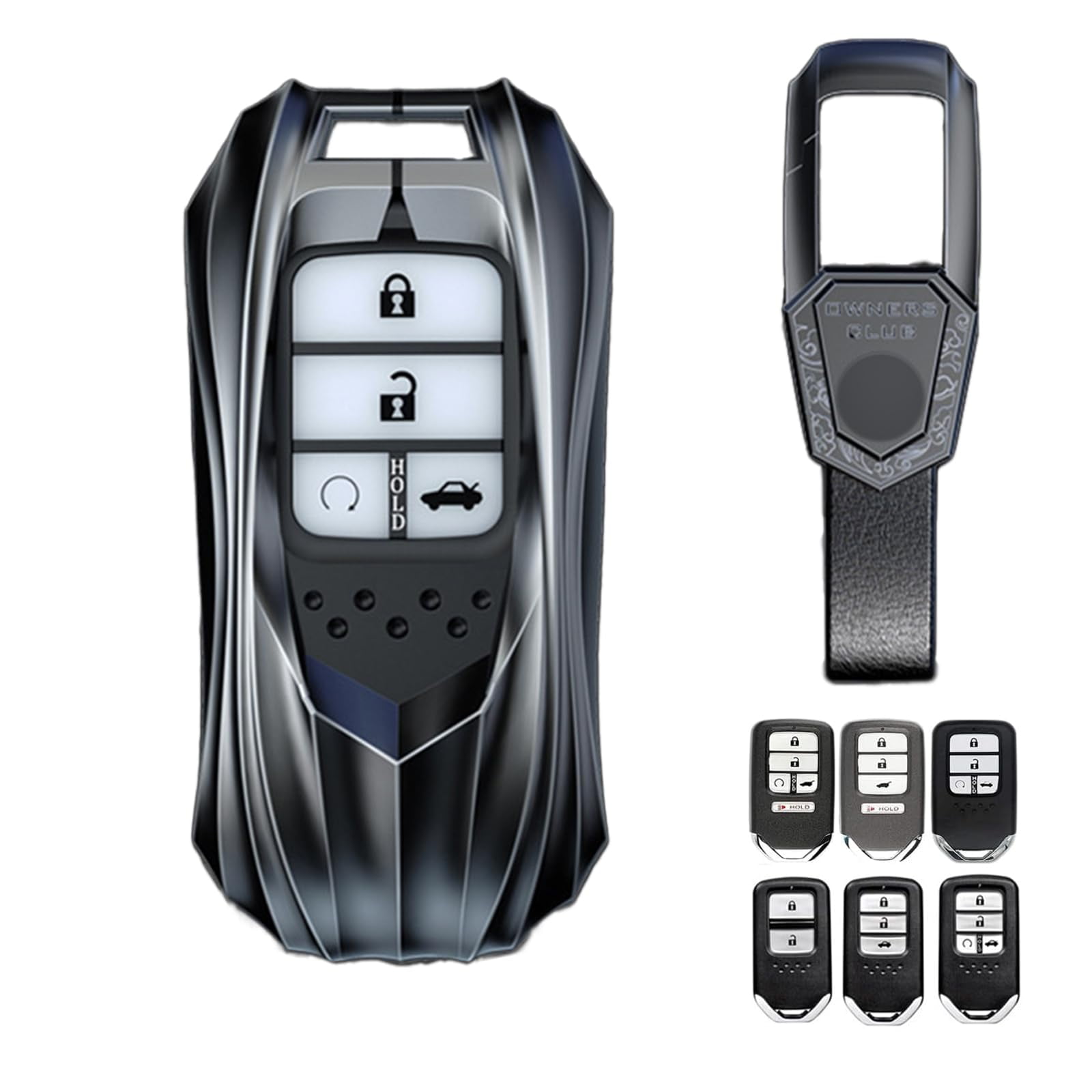 Zinc Alloy Smart Remote Car Key Fob Case Holder Cover Shell Compatible for Honda Accord Civic CR-V CRV Pilot Passport Insight EX EX-L