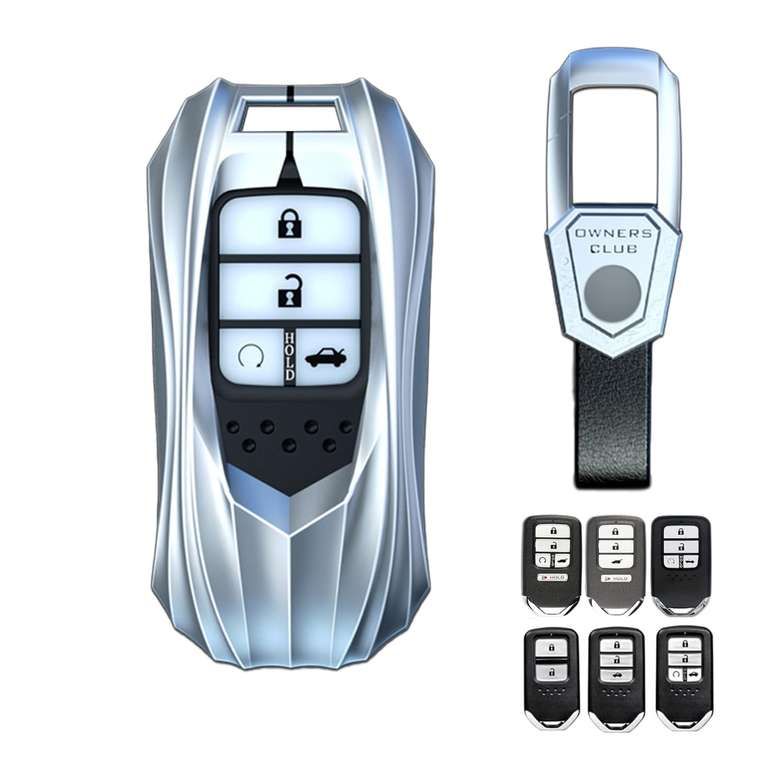 Zinc Alloy Smart Remote Car Key Fob Case Holder Cover Shell Compatible for Honda Accord Civic CR-V CRV Pilot Passport Insight EX EX-L