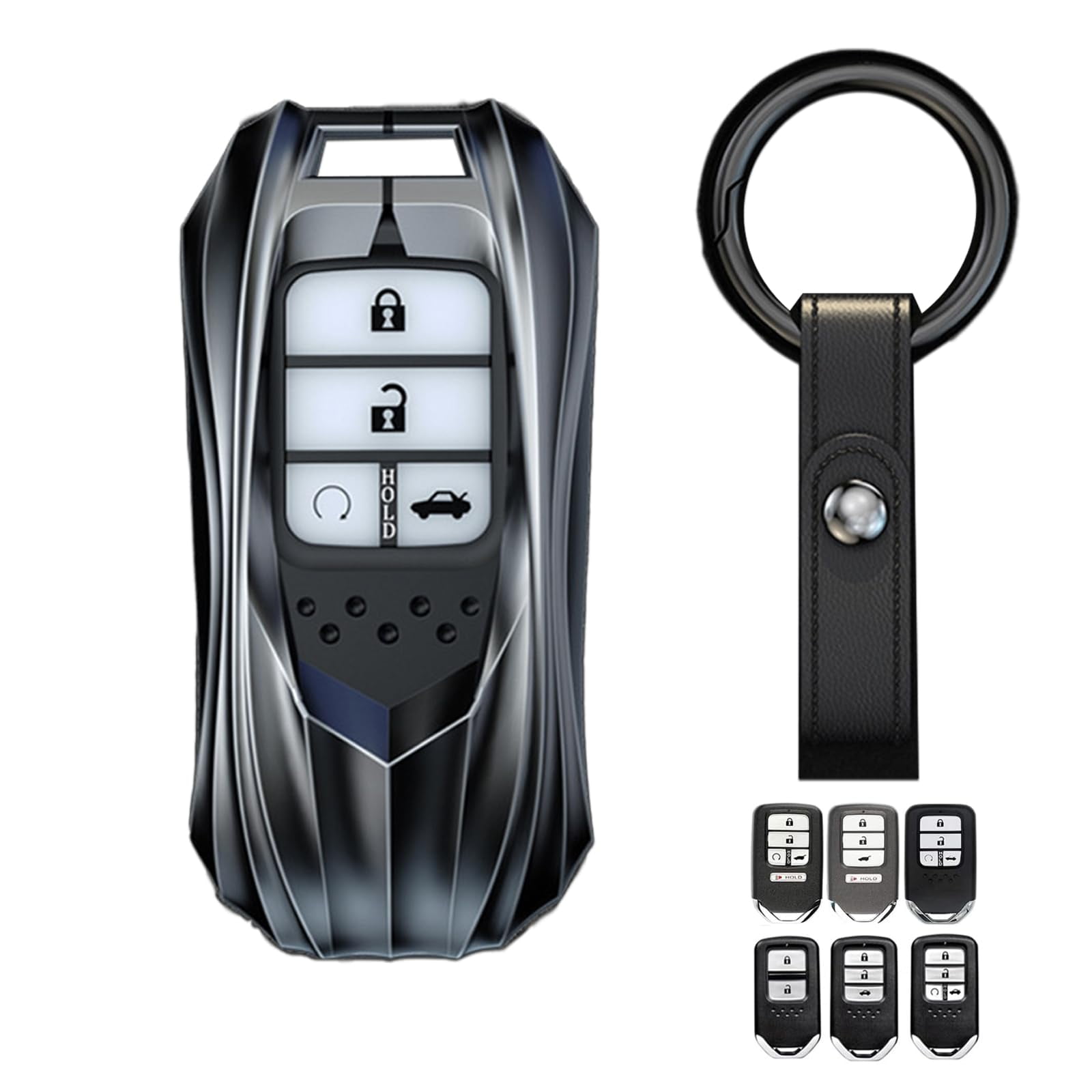Zinc Alloy Smart Remote Car Key Fob Case Holder Cover Shell Compatible for Honda Accord Civic CR-V CRV Pilot Passport Insight EX EX-L