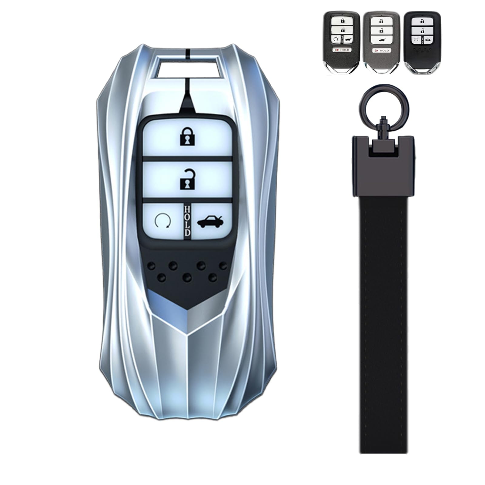 Zinc Alloy Smart Remote Car Key Fob Case Holder Cover Shell Compatible for Honda Accord Civic CR-V CRV Pilot Passport Insight EX EX-L