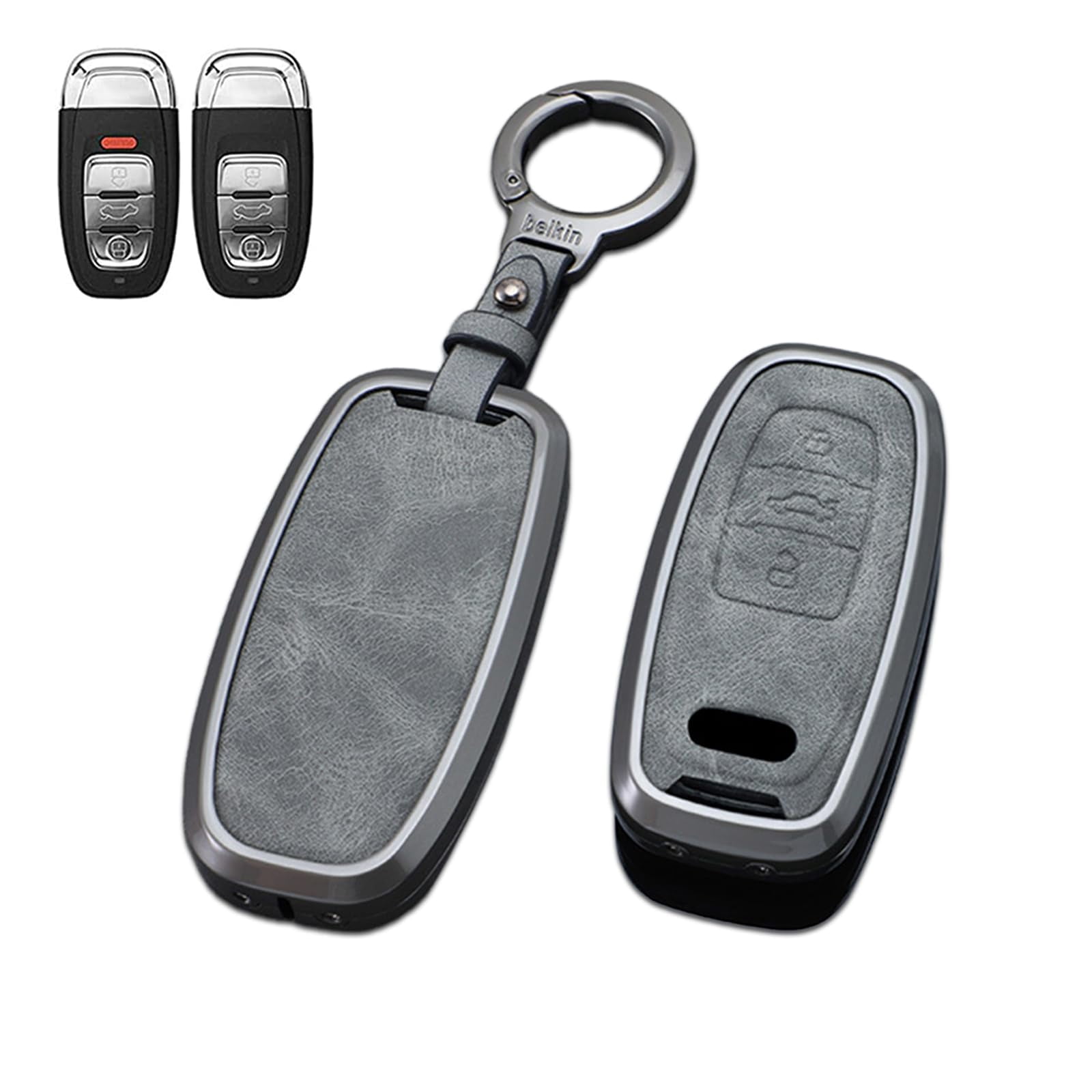 Zinc Alloy Smart Remote Key Fob Cover Case Protector Holder Shell Compatible for Audi R8 Q5 Q7 S3 S4 S5 S6 S7 S8 SQ5 RS5 RS7 A4 A5 A6 A7 A8