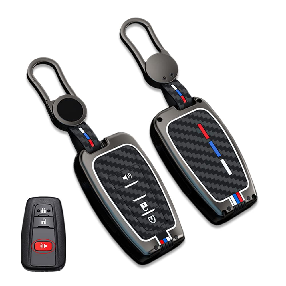 Zinc Alloy Smart Remote Key Fob Cover Compatible for Toyota Camry RAV4 Highlander Avalon C-HR Prius Corolla GT86 2018-2022 Case Protector 3 Buttons