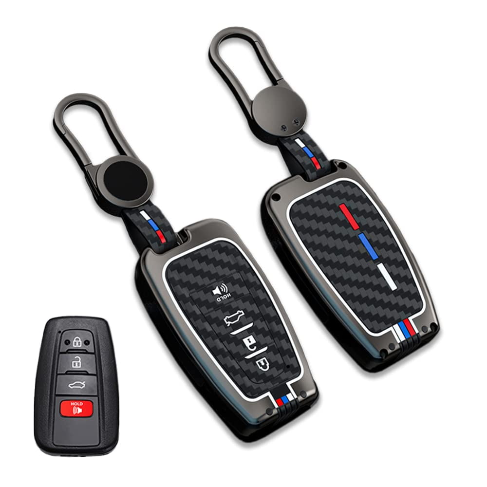 Zinc Alloy Smart Remote Key Fob Cover Compatible for Toyota Camry RAV4 Highlander Avalon C-HR Prius Corolla GT86 2018-2022 Case Protector 4 Buttons