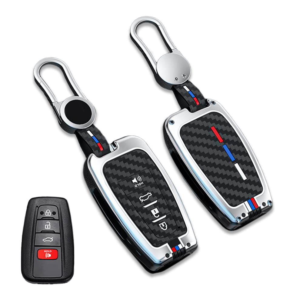 Zinc Alloy Smart Remote Key Fob Cover Compatible for Toyota Camry RAV4 Highlander Avalon C-HR Prius Corolla GT86 2018-2022 Case Protector 4 Buttons