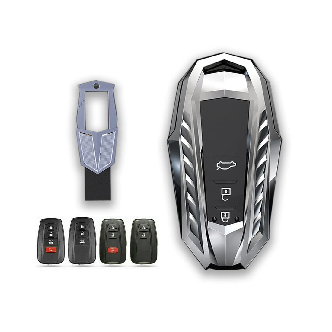 Zinc Alloy Smart Remote Key Fob Cover for Toyota RAV4 Camry Corolla Avalon C-HR Prius GT86 Highlander 2018-2022
