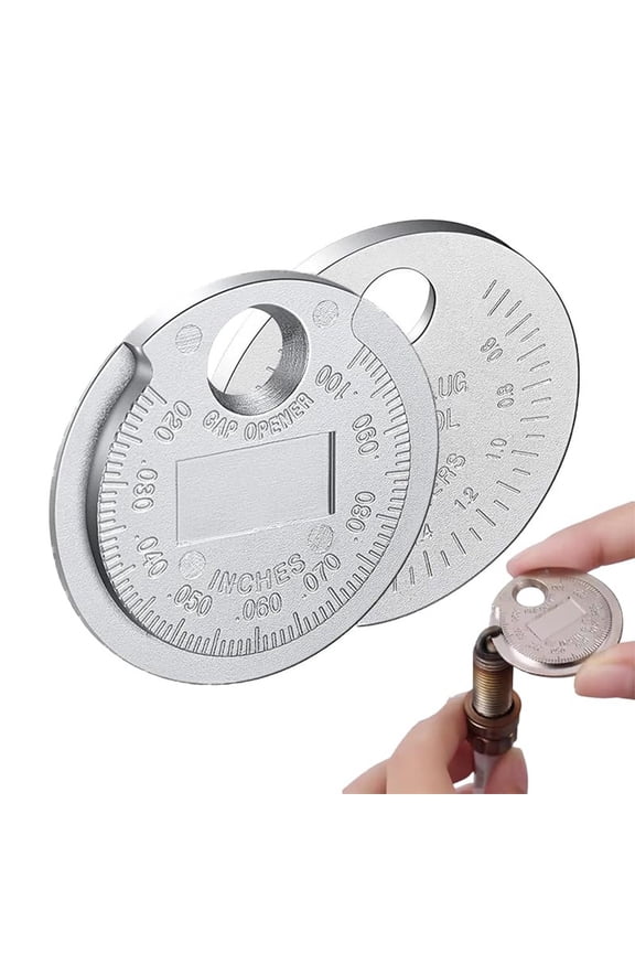 Zinc Alloy Spark Gap Measuring Tool 0.6-2.4mm Gauge For Car Motorcycle Engine , Portable Silver Keychain Tester(2PCS)
