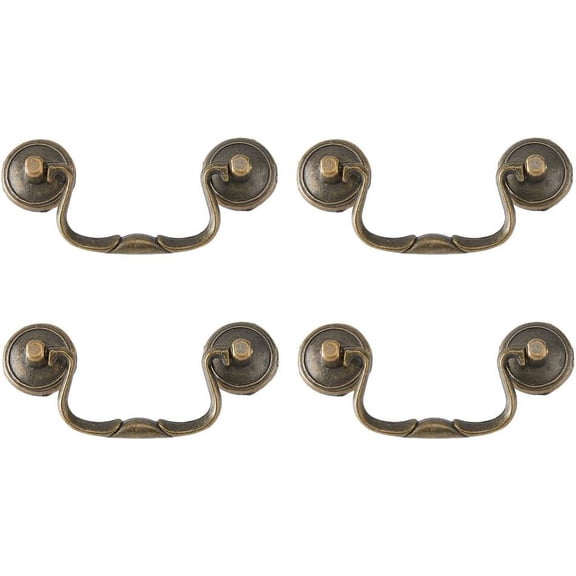 Zinc Alloy Swing Cabinet Handles with Screws Antique Bronze 38x92x8.5mm