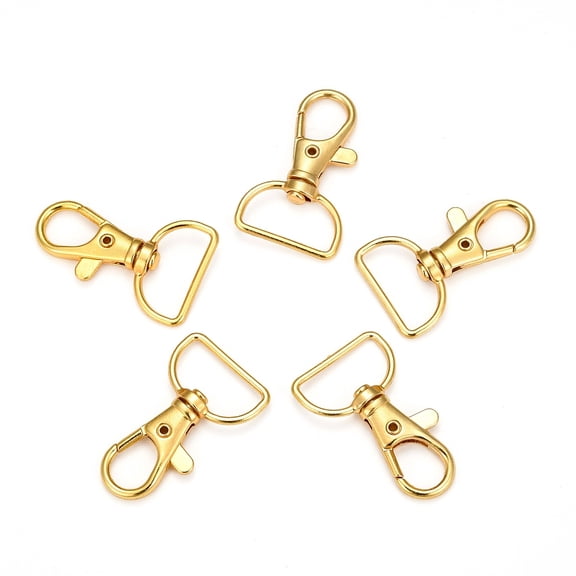 Zinc Alloy Swivel D Rings Lobster Claw Clasps Swivel Snap Hook Golden 38x24mm Hole: 8x20mm
