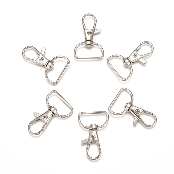 Zinc Alloy Swivel D Rings Lobster Claw Clasps Swivel Snap Hook Platinum 38x24mm Hole: 8x20mm