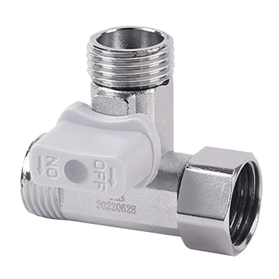 Zinc Alloy Tee Stop Valve Angle T Adapter for Bidet Handheld Sprayer Toilet Tank and Kitchen Appliances, for Hot and Cold Water Systems, Silver