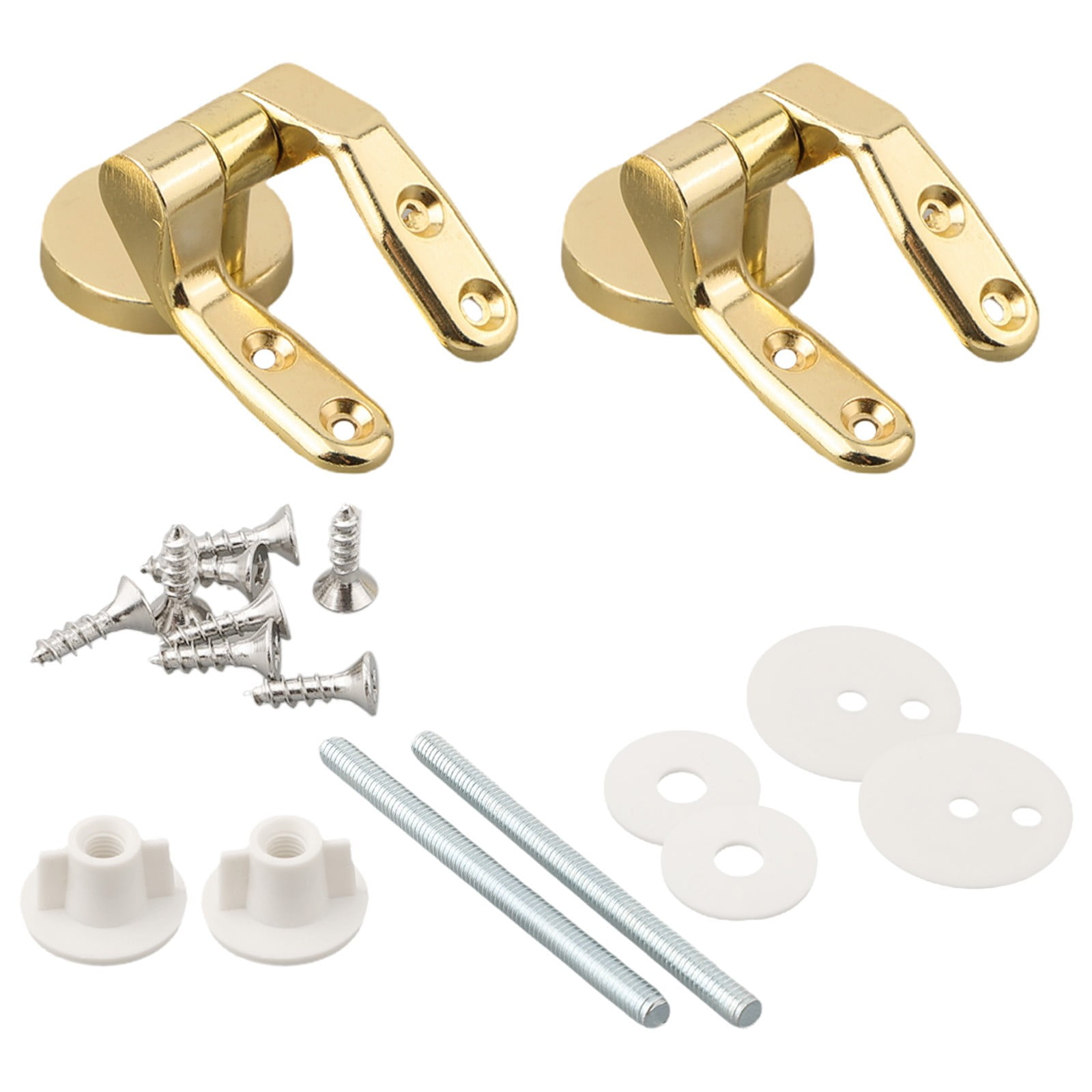 Toilet Lid Hinges Replacement Kit - Zinc Alloy Adjustable Hinges With Nylon Nuts For Bathroom Seat