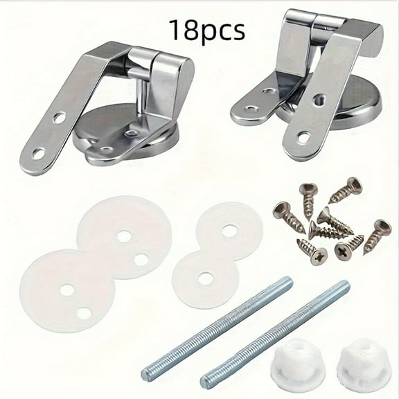 Zinc Alloy Toilet Seat Hinge Set with Hardware Kit,Silver Replacement Hinges for Toilet Lid Cover Ring Connection,9.7x3.3cm