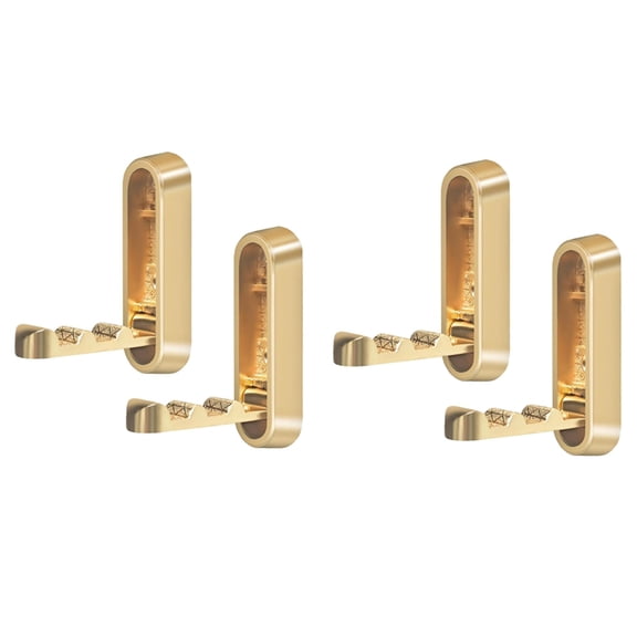 Bathroom 4-Pack Foldable Gold Zinc Alloy Wall Hooks, Wall-Mount Towel Hooks