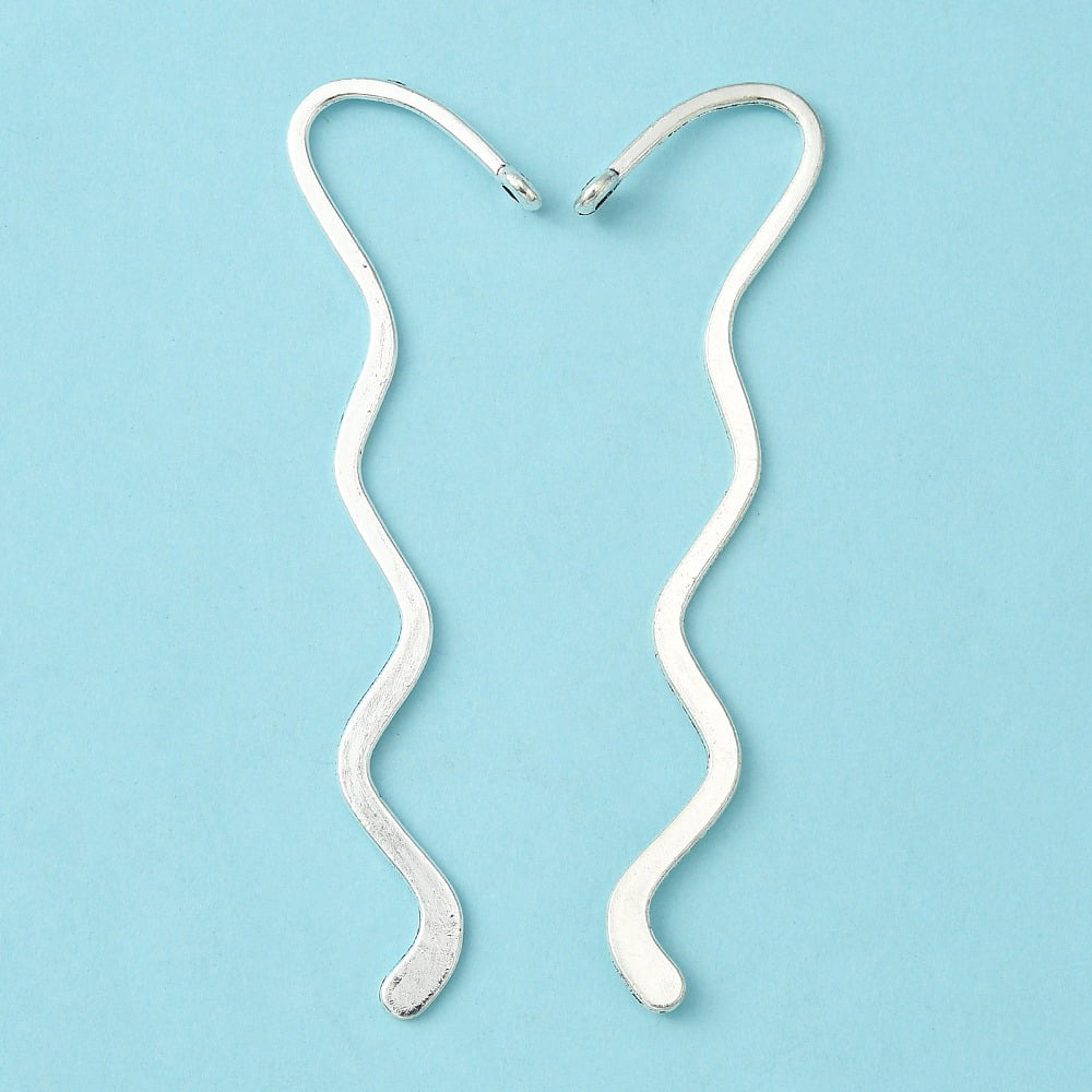 Zinc Alloy Wavy Bookmarks Cadmium Free & Nickel Free & Lead Free Antique Silver 86x24x1mm Hole: 2.5mm