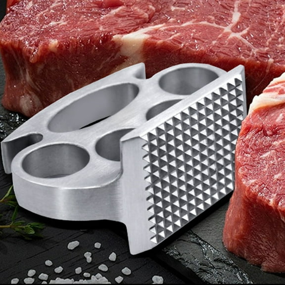 Zinc Aluminum Alloy Meat Tenderizer & Mallet | Kitchen Gadget for Steak, Chicken & Meat | Food-Grade Hammer for Pounding, Flattening & Crushing Nuts | Ergonomic Ring Handle