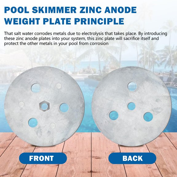 Zinc Anode Weight Plate for Pool Skimmer Anti-Corrosion Protection 2 Pcs
