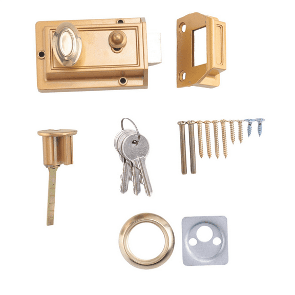 New Arrivals Zinc Cylinder Deadbolt Latch Lock for Night Gate Door Entrance,Gold