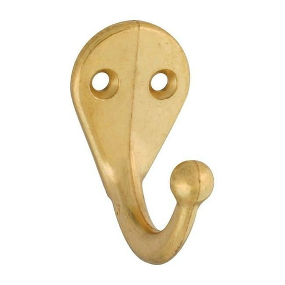 Zinc Die Cast Clothes Hook, Brass - Pack of 2