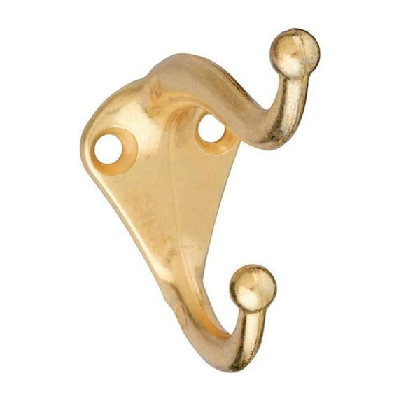Zinc Die Cast Coat-Hat Hook - Brass - Pack of 2