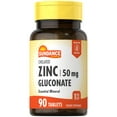 thumbnail image 1 of Zinc Gluconate 50mg | 90 Tablets | Chelated Essential Mineral | Vegetarian, Non-GMO, and Gluten Free Supplement | By Sundance, 1 of 5
