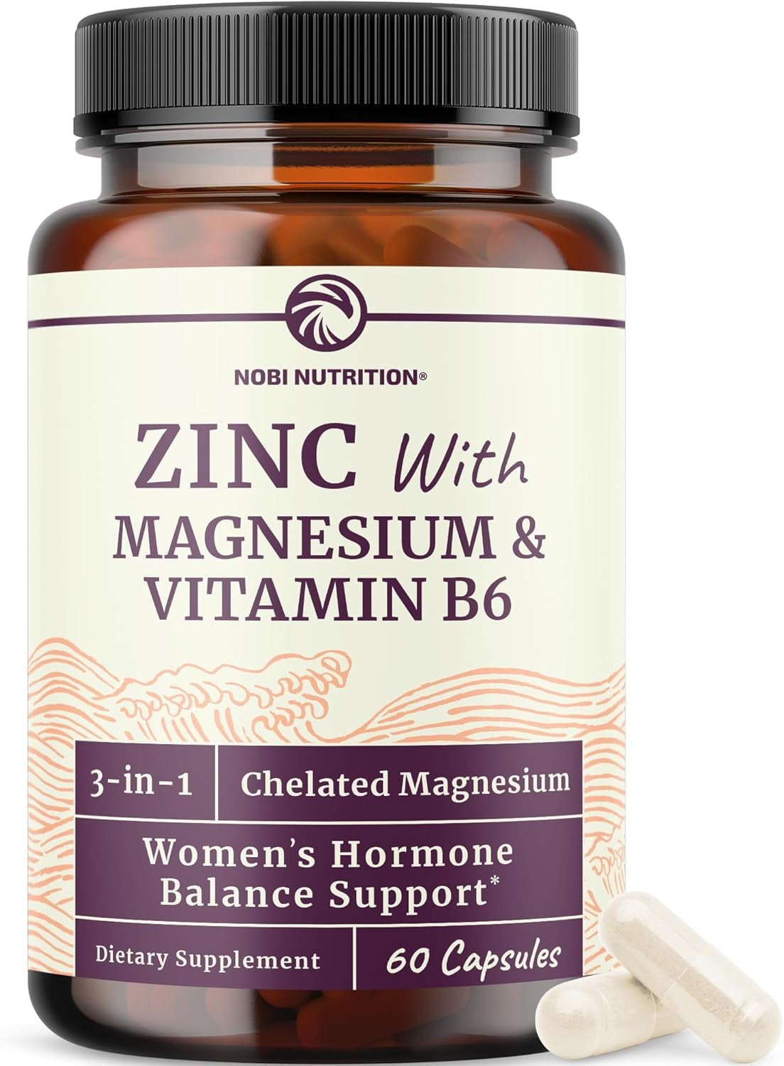Zinc and Magnesium Supplement with Vitamin B6 | Womens Hormone Balance, Menstrual Cycle & Immune Support | High Absorption Chelated Magnesium Glycinate with Zinc Picolinate and VIT B6 | 30 Ct