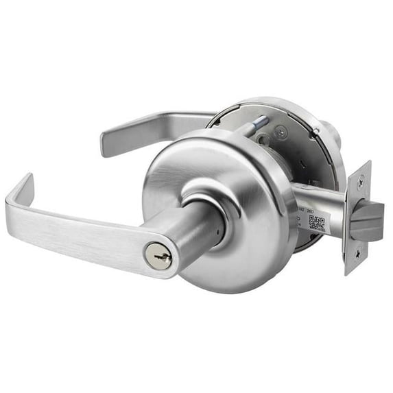 Zinc Newport Lever & D Rose Double Cylinder Institution Grade 1 Extra Heavy Duty Cylindrical Lever Lock with L4 Keyway, Satin Chrome