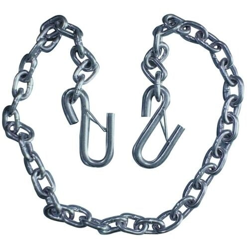 Zinc Plated 1/4 x 42 Inch Class III Boat Trailer Safety Chain - Hook on Each End