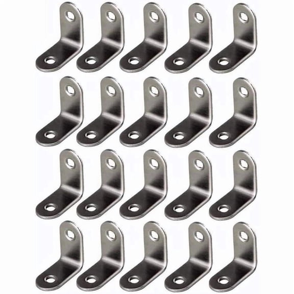 Zinc Plated Steel Corner Brace L Brackets with Screws, 1/2 x 1/2, 20 Pack Framing Hardware