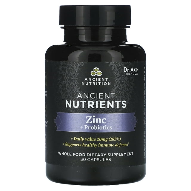 Zinc + Probiotics, 30 Capsules, Dr. Axe / Ancient Nutrition