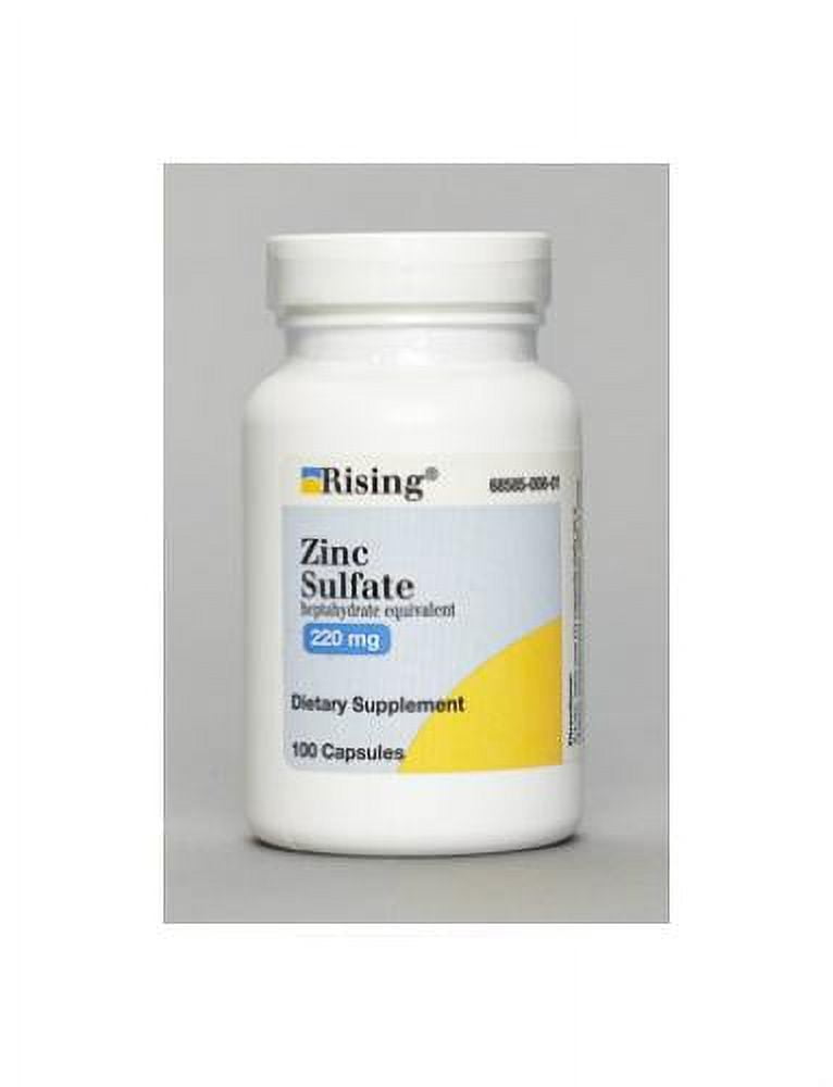 High Potency Zinc Sulfate 220mg Capsules Vegan Supplement, 100 each