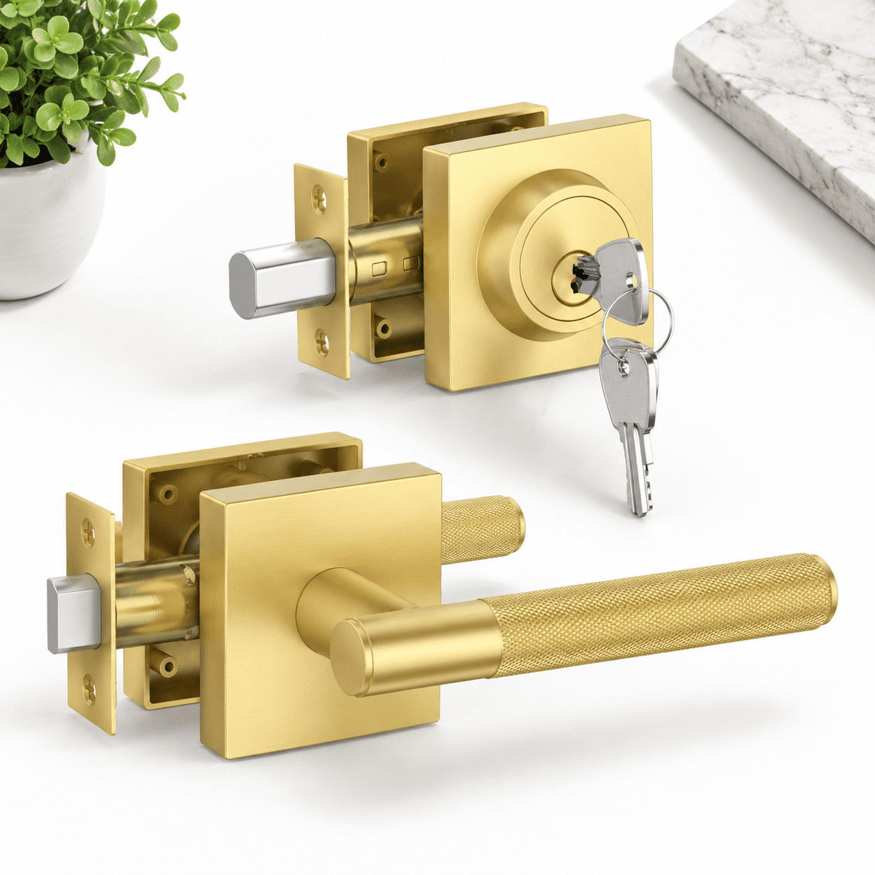 Door Lock Devices Zinc-alloy Front Door Lock Set: Double Cylinder Deadbolt Heavy Duty ...