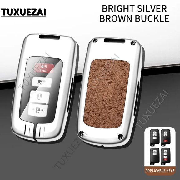 Zinc alloy+leather Car Holder Shell Key Cover Case For Toyota D 2/3/4 buttons key case RAV4 Camry 55 Yaris Hybrid Auri Key Case