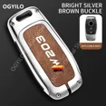 thumbnail image 1 of Zinc alloy+leather Car Key Housing For Mercedes Benz W203 A 3 buttons GLB GLC ML E Class E43 W213 S Class E400 Car Key Cover, 1 of 12