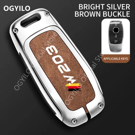 Zinc alloy+leather Car Key Housing For Mercedes Benz W203 A 3 buttons GLB GLC ML E Class E43 W213 S Class E400 Car Key Cover