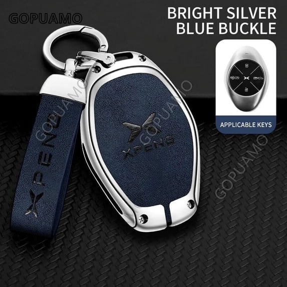 Zinc alloy+leather Car Key Package Accessories For Xpeng Xiaopeng A 4-button key case G3 Intelligent Full Package Car Key Set