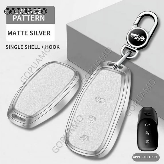 Zinc alloy+leather Key Cover Keychain Key Case For Lixiang Ideal A 3 buttons key case Li One Alcantara Car Accessories