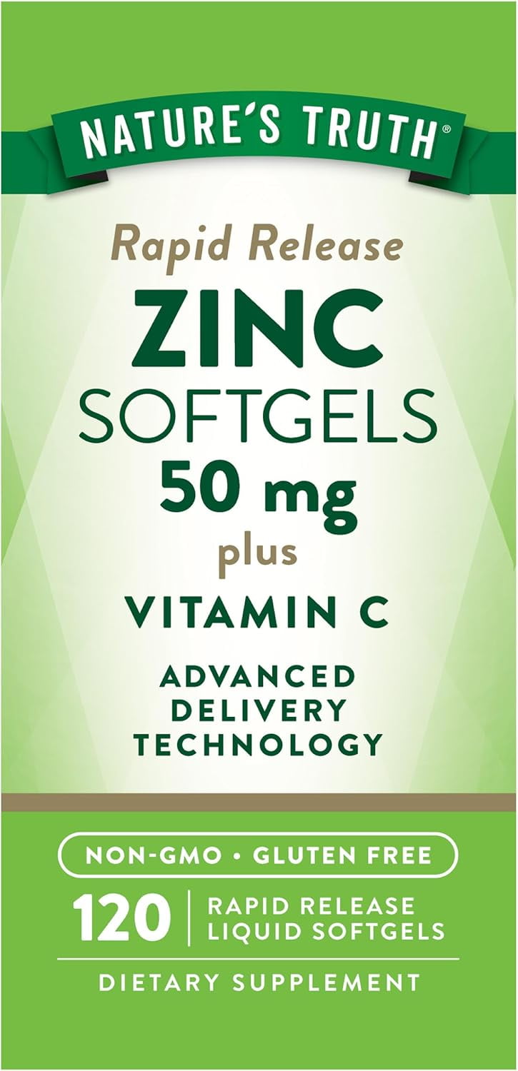 Zinc with Vitamin C | 50mg | 120 Softgels | For Men and Women | by Nature's Truth